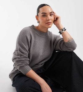 Collusion COLLUSION plus fluffy crew neck sweater in gray