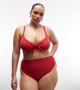 Collusion COLLUSION Plus high waist bikini bottom in red