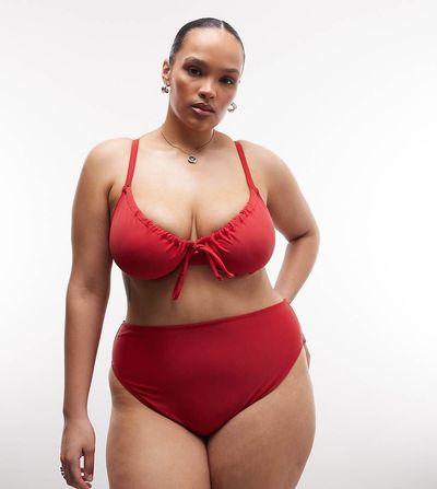 Collusion COLLUSION Plus high waist bikini bottom in red