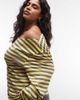 Collusion COLLUSION Plus long sleeve off-the-shoulder stripe top in lemon and gray stripe-Yellow - 1