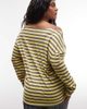 Collusion COLLUSION Plus long sleeve off-the-shoulder stripe top in lemon and gray stripe-Yellow - 4