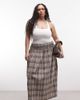 Collusion COLLUSION Plus shirred waistband maxi skirt in brown plaid-Green - 1
