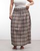 Collusion COLLUSION Plus shirred waistband maxi skirt in brown plaid-Green - 2