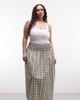 Collusion COLLUSION Plus shirred waistband maxi skirt in green plaid - 1