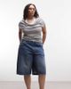 Collusion COLLUSION Plus skater jorts in midwash-Blue - 1