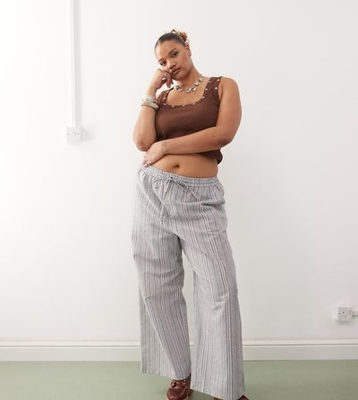 Collusion COLLUSION Plus striped woven pants with cargo pockets in multi