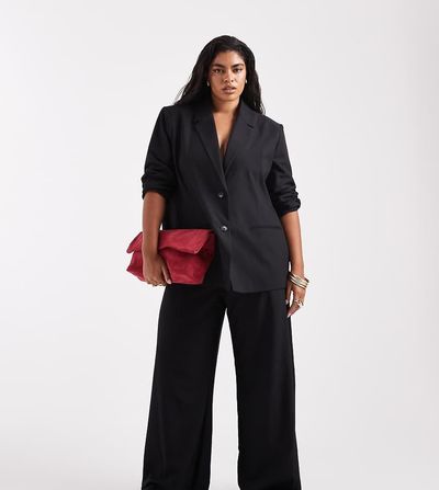 Collusion COLLUSION Plus tailored low rise relaxed pants in black