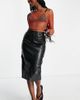 Collusion COLLUSION PU midi skirt in black - 1