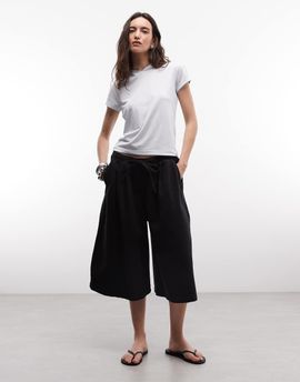 Collusion COLLUSION pull on 3/4 baggy culottes in black chambray