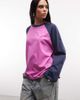 Collusion COLLUSION raglan branded tee in pink and navy - 1