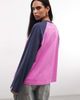 Collusion COLLUSION raglan branded tee in pink and navy - 4