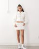 Collusion COLLUSION raw hem denim mini skirt in ecru-Neutral - 1