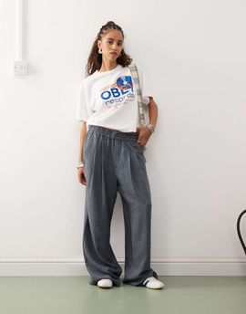 Collusion COLLUSION relaxed pull on pants in navy stripe