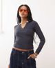 Collusion COLLUSION ribbed sporty long sleeve top in navy - 1
