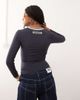 Collusion COLLUSION ribbed sporty long sleeve top in navy - 3