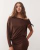 Collusion COLLUSION ruched asymmetric mini dress in chocolate brown - 1
