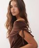 Collusion COLLUSION ruched asymmetric mini dress in chocolate brown - 3