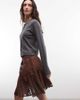 Collusion COLLUSION sheer polka dot mini skirt with godet details in brown - 1