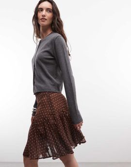 Collusion COLLUSION sheer polka dot mini skirt with godet details in brown
