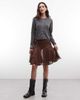 Collusion COLLUSION sheer polka dot mini skirt with godet details in brown - 3