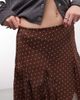 Collusion COLLUSION sheer polka dot mini skirt with godet details in brown - 4