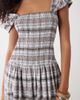 Collusion COLLUSION shirred cap sleeve midi dress in gray plaid - 2