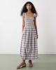 Collusion COLLUSION shirred cap sleeve midi dress in gray plaid - 4