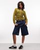 Collusion COLLUSION shirred fitted shirt in green plaid - 2