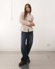Collusion COLLUSION shirred long sleeve shirt in neutral stripes - 1