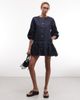 Collusion COLLUSION shirt dress in rinse wash-Navy - 2