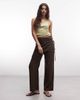 Collusion COLLUSION side tie skirt pants in chocolate pinstripe-Brown - 1
