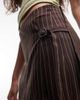 Collusion COLLUSION side tie skirt pants in chocolate pinstripe-Brown - 3