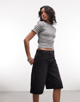 Collusion COLLUSION skater jorts in washed black