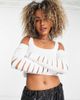 Collusion COLLUSION slash long sleeve top in white - 4