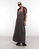 Collusion COLLUSION smock channel detail maxi dress in brown check - 1