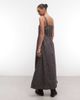 Collusion COLLUSION smock channel detail maxi dress in brown check - 4