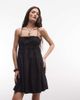 Collusion COLLUSION smocked mini dress with tie detail in black - 2