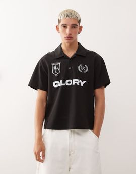 Collusion COLLUSION soccer polo in black