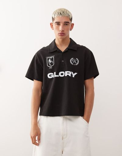 Collusion COLLUSION soccer polo in black