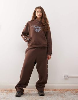 Collusion COLLUSION star logo hoodie in chocolate - part of a set-Brown