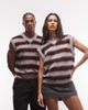 Collusion COLLUSION stripe fluffy knit sweater vest in gray & red stripe-MULTI - 1