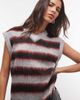 Collusion COLLUSION stripe fluffy knit sweater vest in gray & red stripe-MULTI - 3