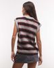 Collusion COLLUSION stripe fluffy knit sweater vest in gray & red stripe-MULTI - 4
