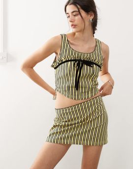 Collusion COLLUSION striped mini skirt in yellow stripe - part of a set