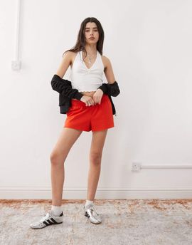 Collusion COLLUSION sweatpants fabric micro shorts in red