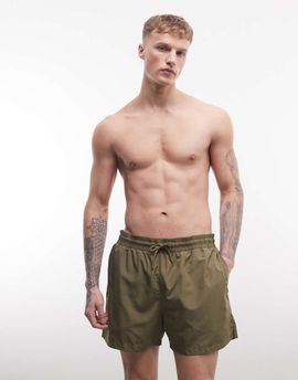 Collusion COLLUSION swim shorts in mid length in khaki-Green