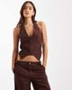 Collusion COLLUSION tailored fitted vest corset in chocolate-Brown - 1