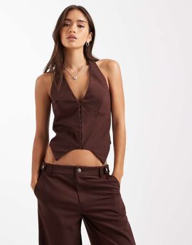 Collusion COLLUSION tailored fitted vest corset in chocolate-Brown