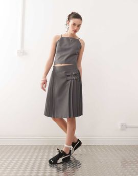Collusion COLLUSION tailored midi kilt in gray - part of a set
