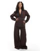 Collusion Collusion tailored oversized belt detail blazer in chocolate -set-Brown - 2
